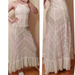 NEW American threads sheer lace maxi cover halter dress up S festival vacation.